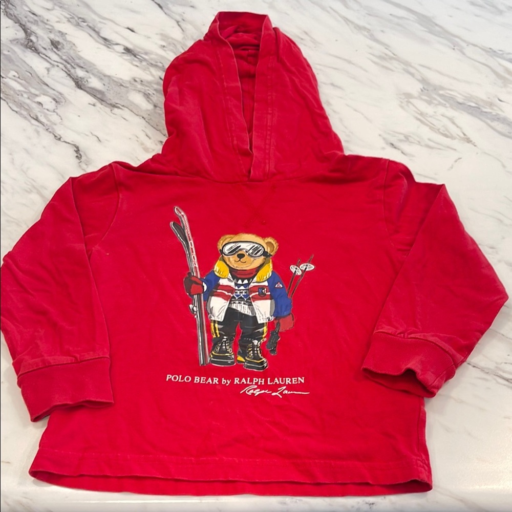 Ralph Lauren Red Polo Ski Bear Hoodie